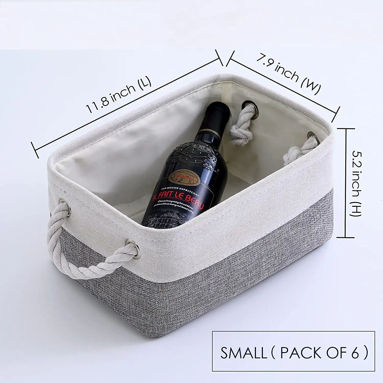 Sacyic Storage Baskets 12x8x5 inch 10 Pack Fabric Baskets Foldable Storage Bins Decorative Baskets cloth storage baskets Storage Foldable Storage Bin with Rope