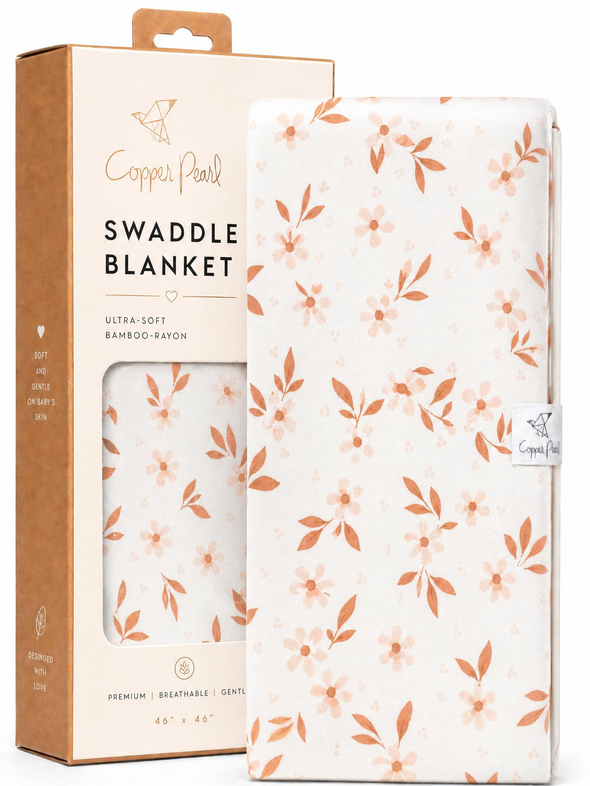 Copper Pearl Swaddle Blankets for Newborns | Soft Stretchy Receiving Blankets for Boys and Girls | Large 46 x 46 Inch Baby Blankets | Lightweight and Breathable Swaddles | Strawberry