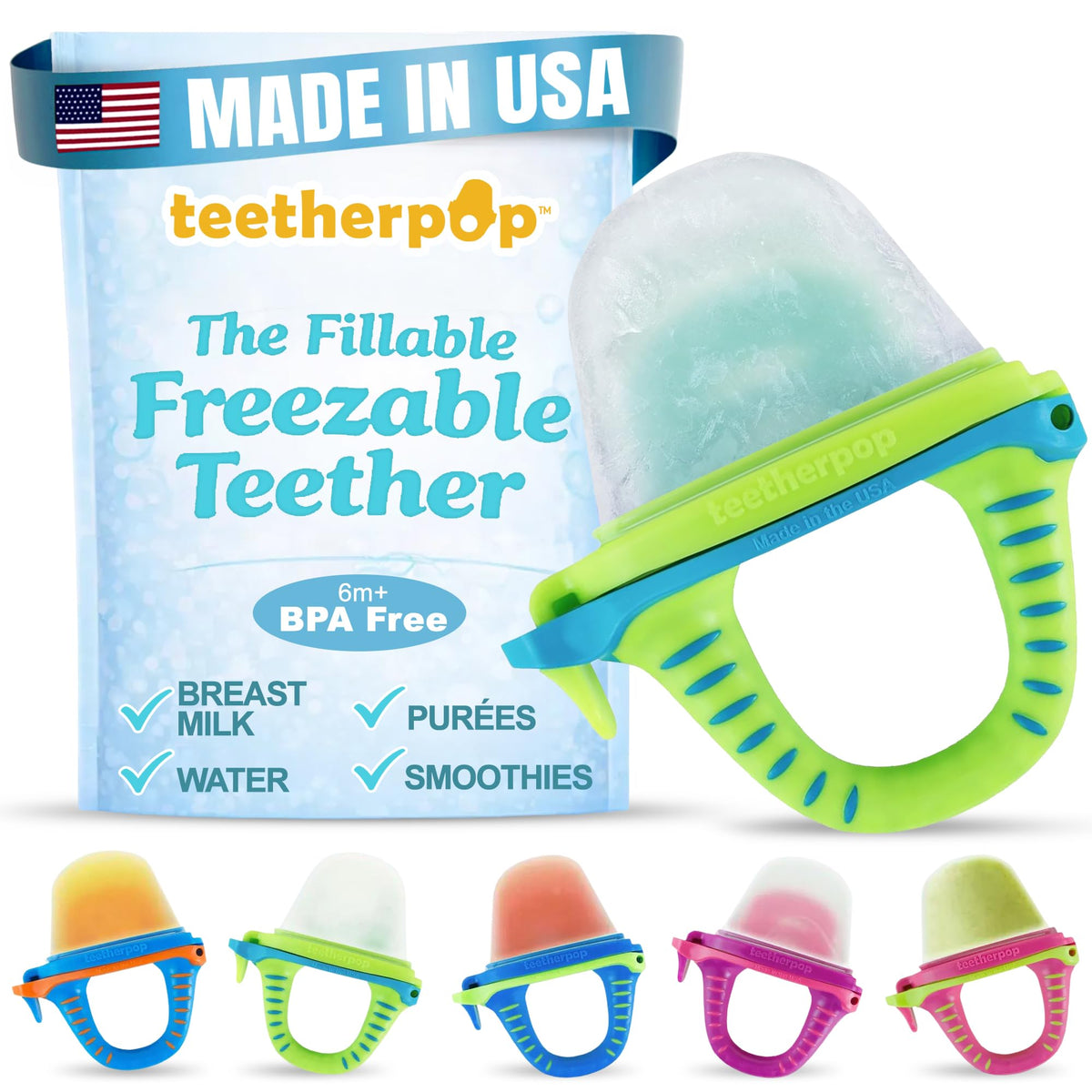 Fillable Freezer Teethers for Babies – Made in USA Teething Pacifier