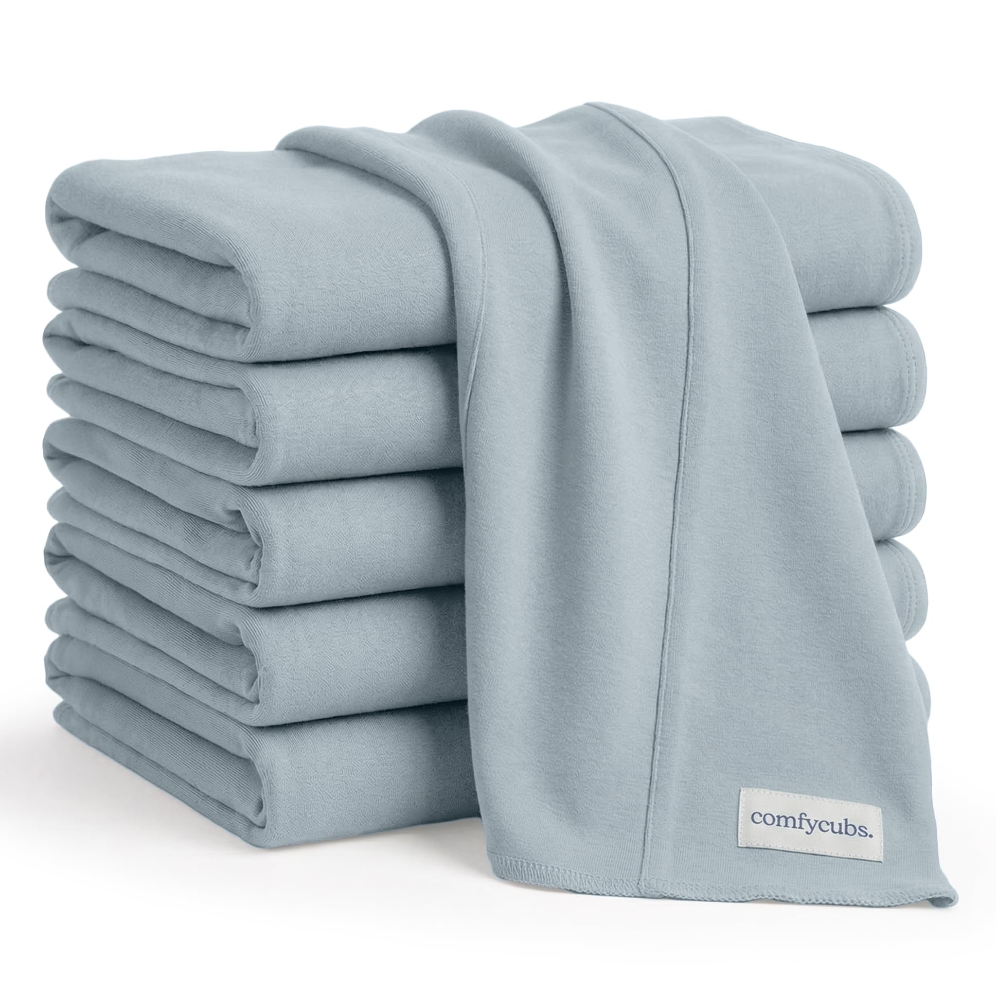 Comfy Cubs Baby Burp Cloths Set (Pack of 6) - Large, 6-Layer, Ultra Absorbent 100% Cotton for Infant Spit-Up, Drool, and Messes - Soft, Gentle, Thoughtful New Born Baby Gifts, Pacific Blue