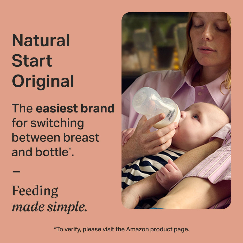 Tommee Tippee Natural Start Baby's First Bottle and Pacifier 8 Piece Set, 2 x 5oz and 2 x 9oz Anti-Colic BPA Free Bottles, 1x Medium Flow Nipple, 1x 0-6 Month Pacifier, Clear