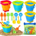 TOY Life 9-Pc Collapsible Sand Bucket Set with Shovels & Rakes, Ages 3-8
