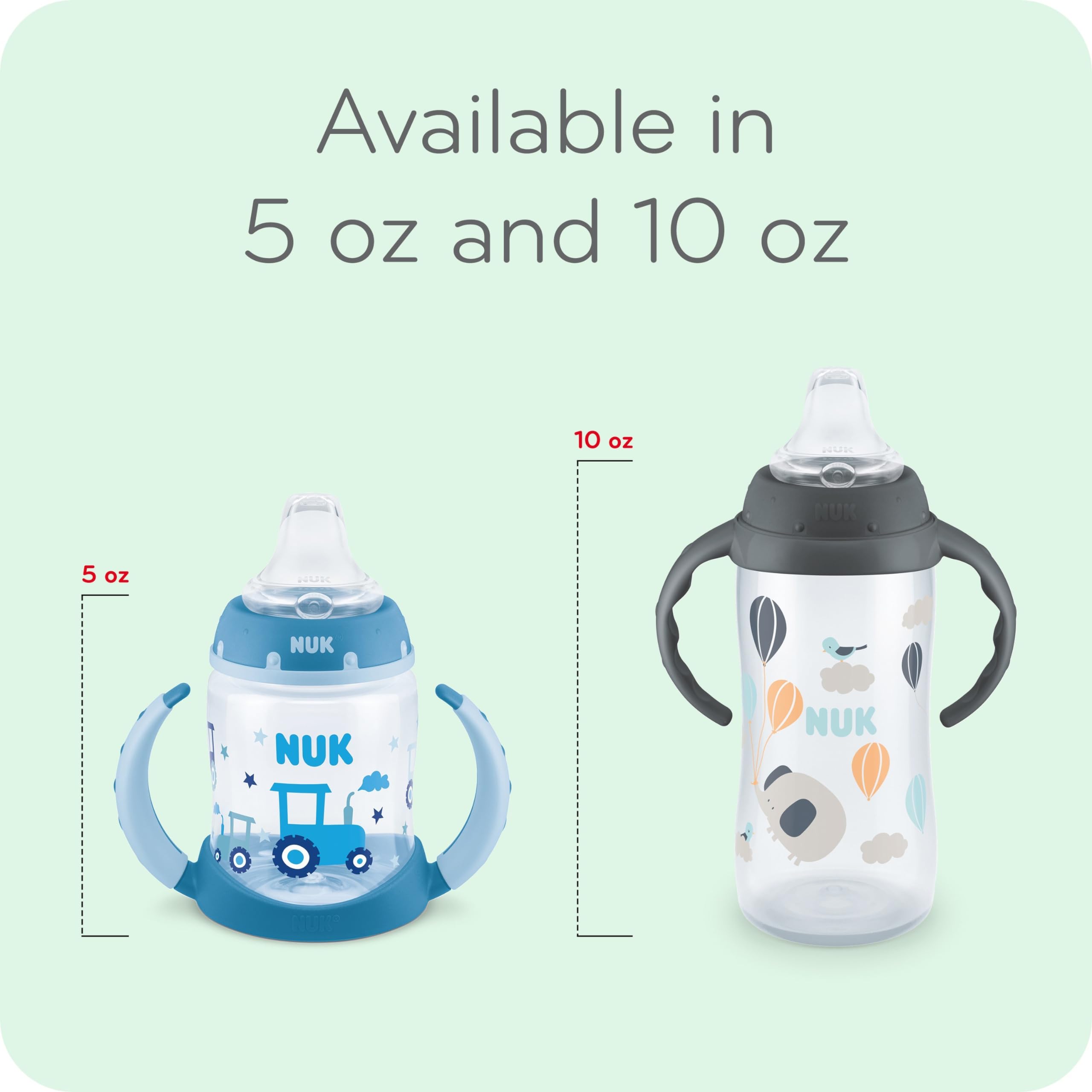 NUK Learner Cup, 10 oz, 2 Pack, 8+ Months – BPA Free, Spill Proof Sippy Cup