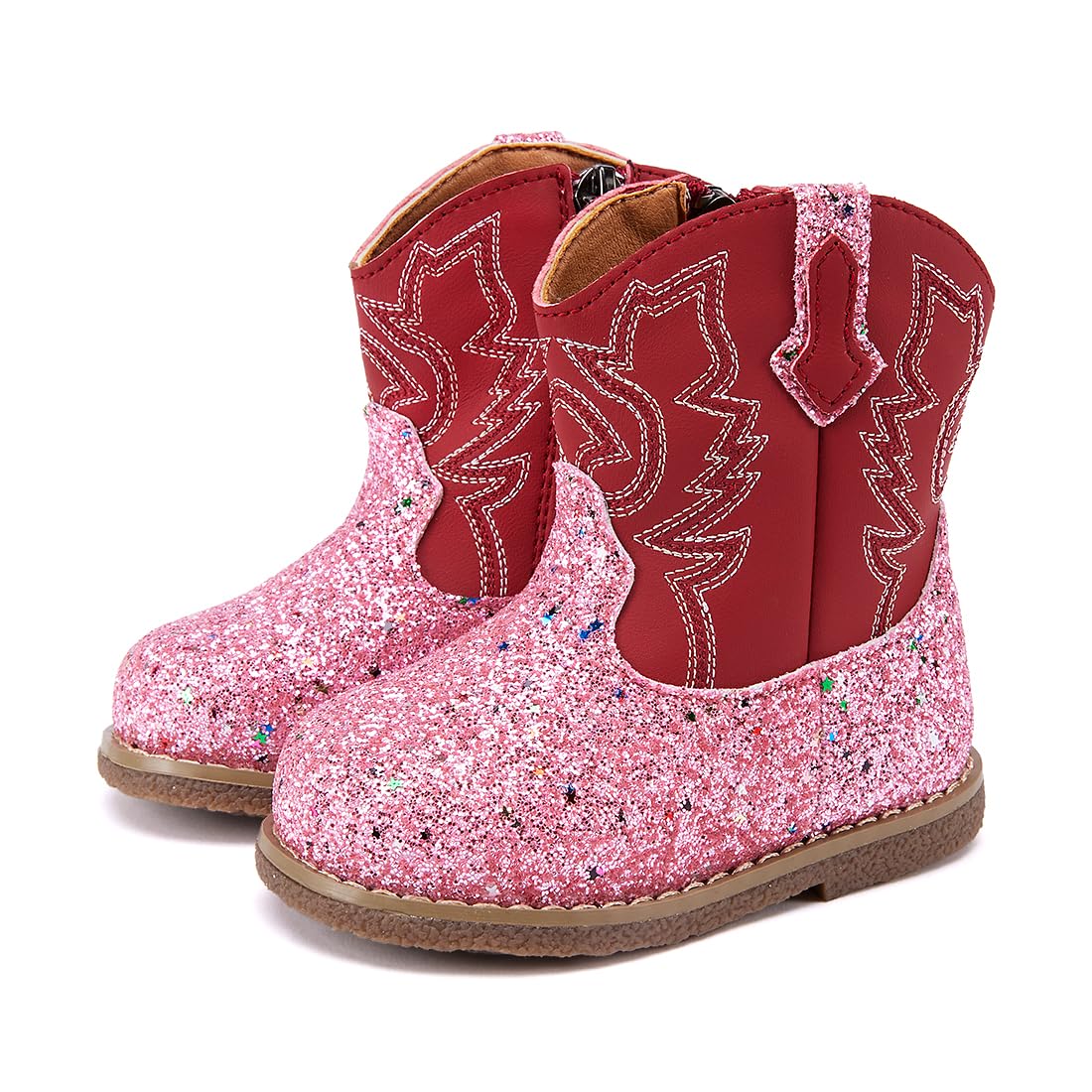 BMCiTYBM Toddler Cowboy Cowgirl Boots Western Shoes Black/Brown 8 Toddler