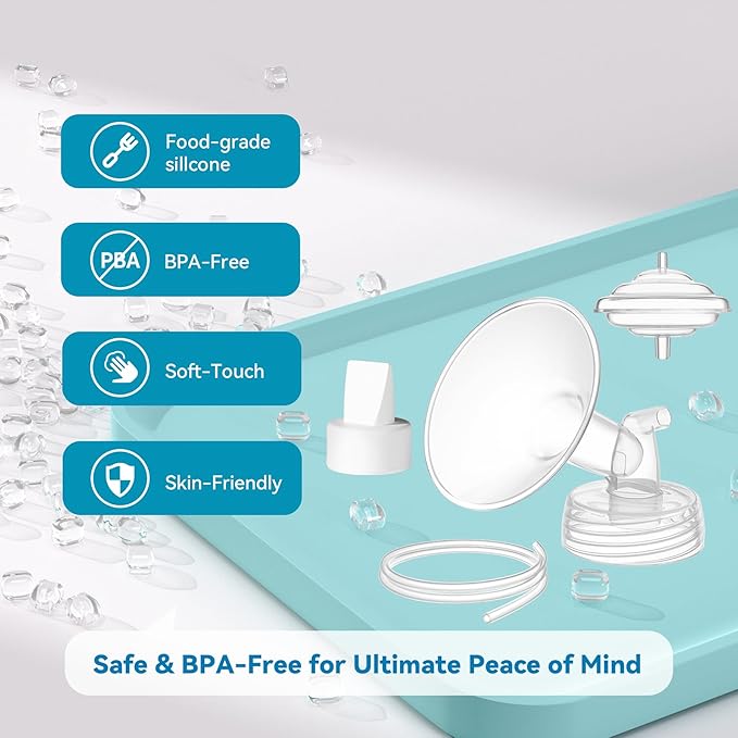 Breast Pump Accessories Kit - 24mm Flange Set Compatible with Spectra S1/S2/Motif Luna, Includes Valves, Tubing, Inserts & Backflow Protectors