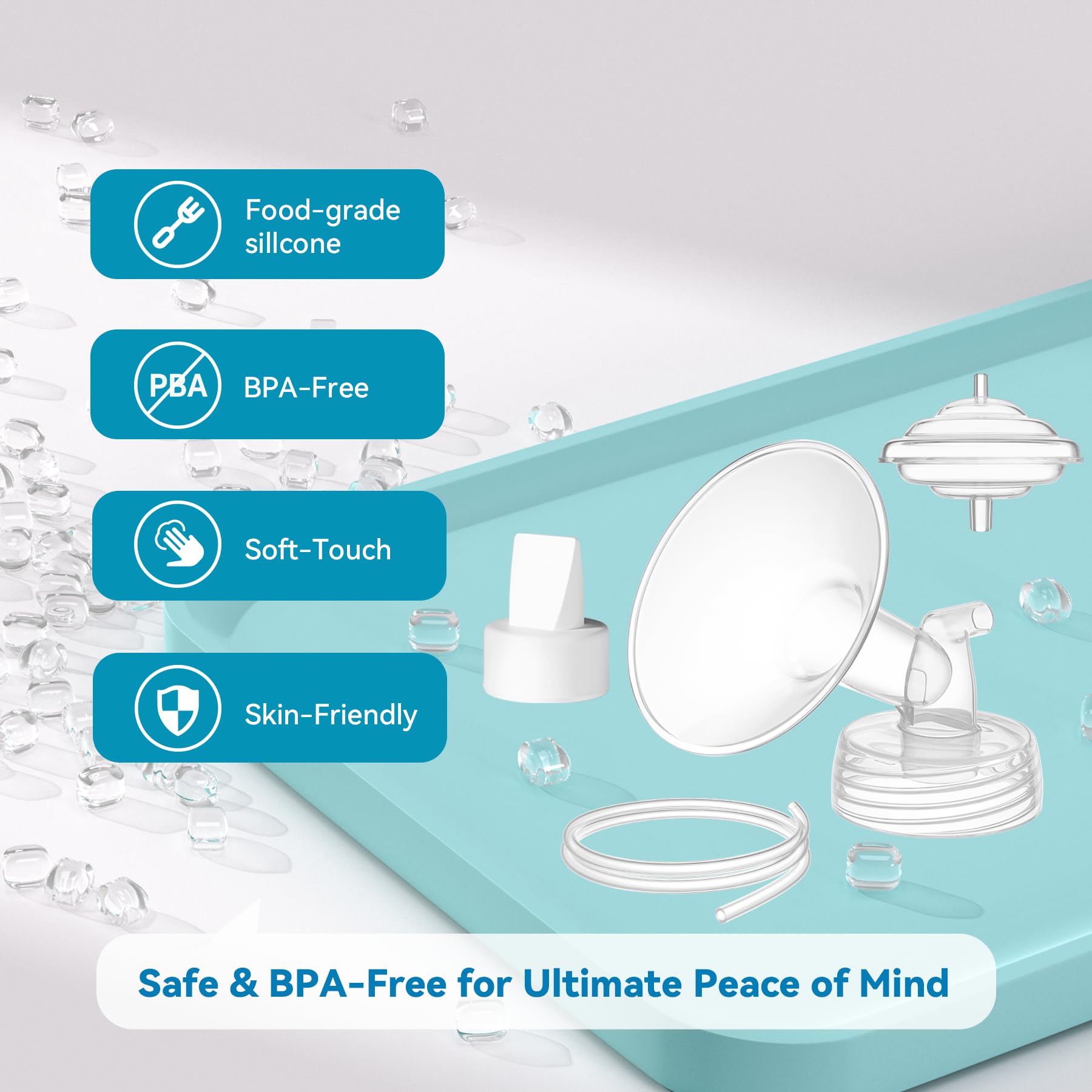 Gotocut Breast Pump Accessories Kit - 16mm Flange Set Compatible with Spectra S1/S2/Motif Luna, Includes Valves, Tubing & Backflow Protectors