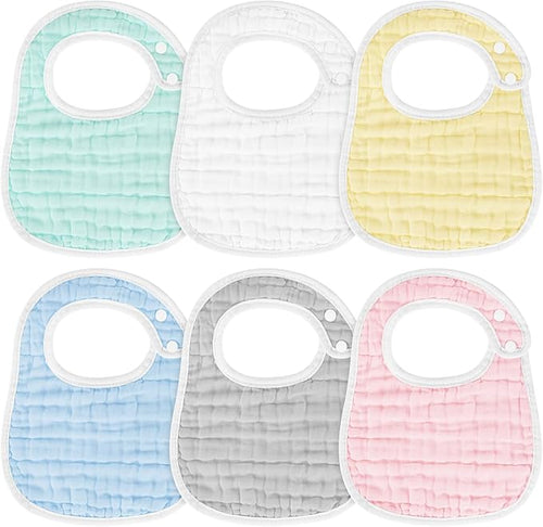 Accmor Muslin Baby Bibs, 6 Pack Soft Cotton Baby Bandana Drool Bibs for Boys Girls Teething and Drooling