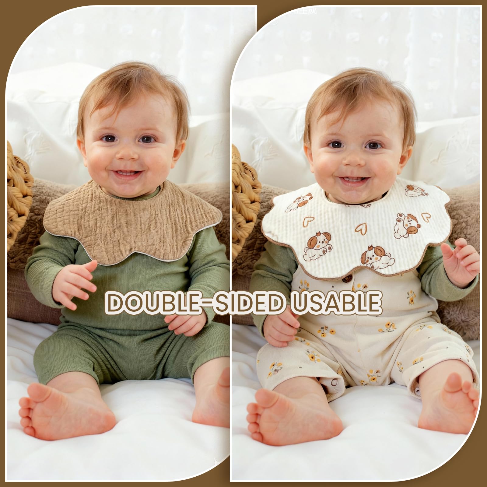 Baby Bibs for Girls Boys Muslin Organic Cotton Drooling Teething Bibs