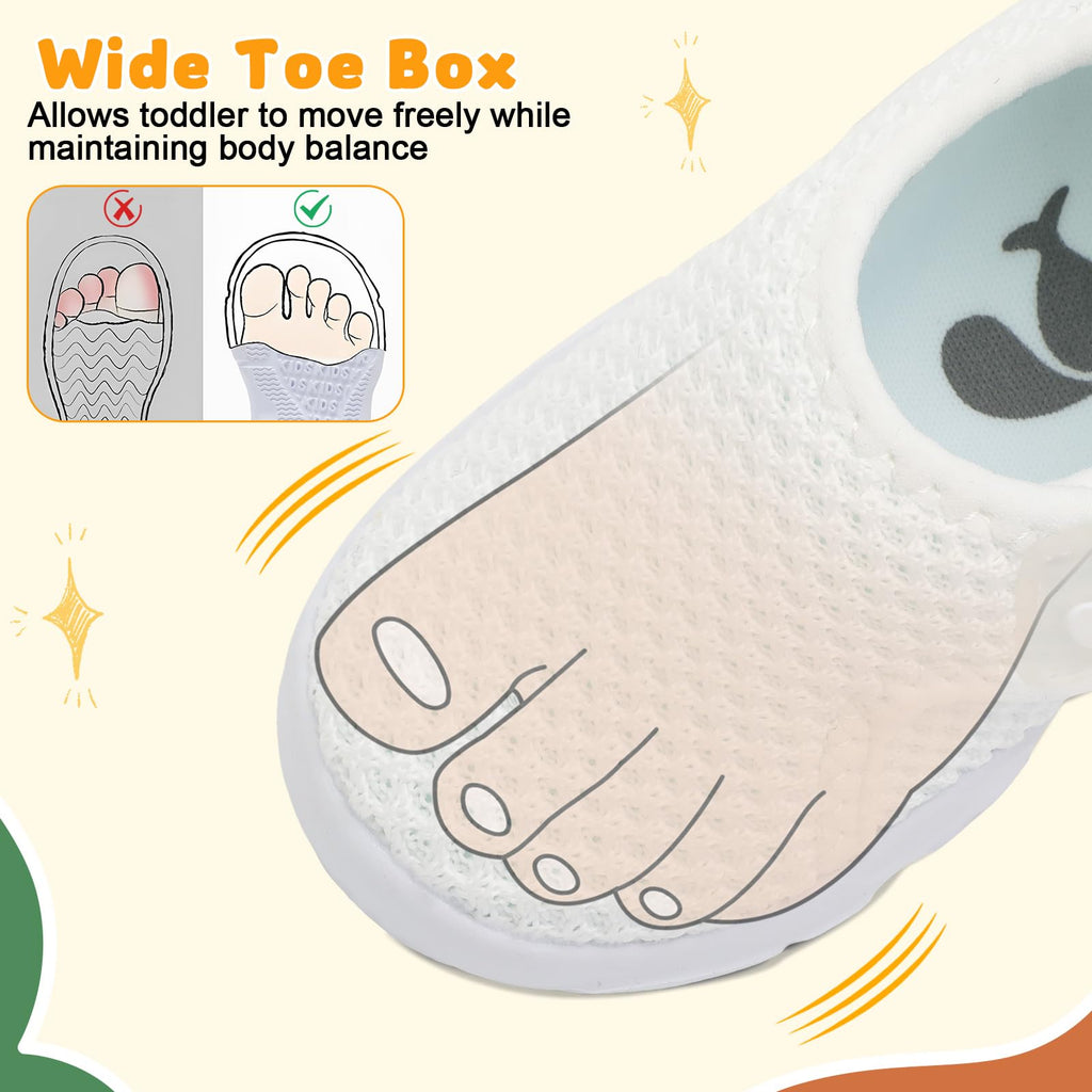 FEETCITY Baby Shoes Infant Sneakers Boys Girls First Walking Shoes Lightweight Slip On Shoe White