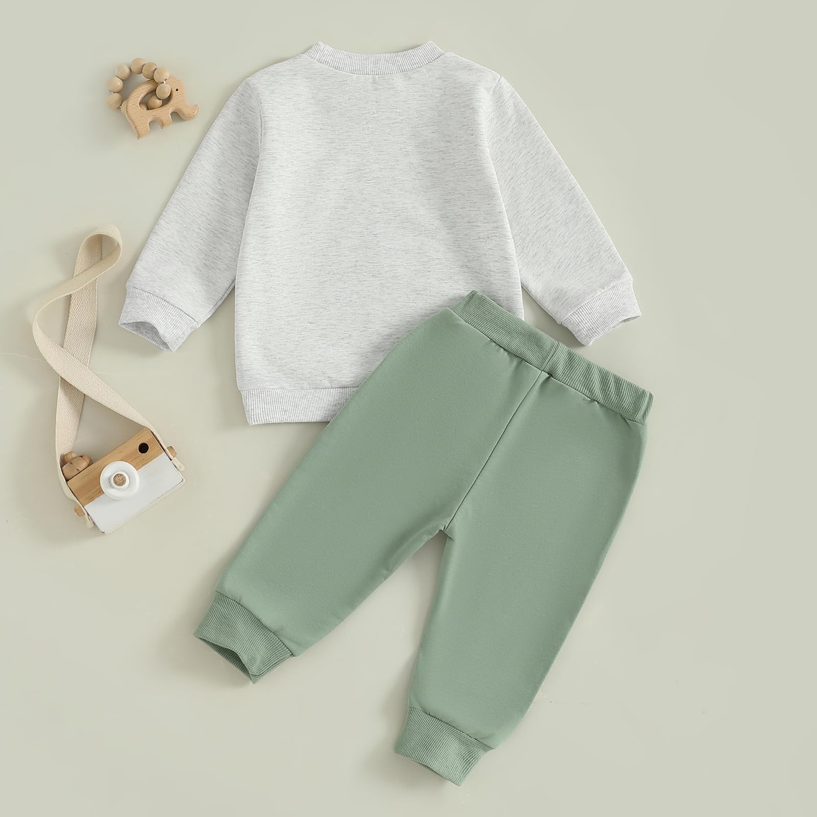 Nyapruwe Toddler Baby Boys Fall Winter Outfits Funny Print Top Pants Set (Green G-animals, 18-24 Months)