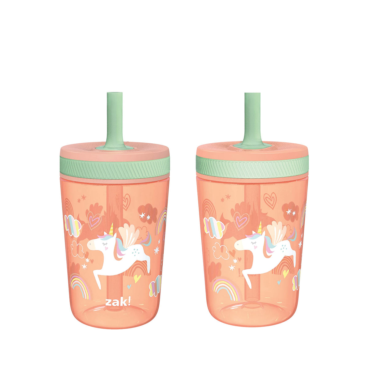 Zak Designs Gabby's Dollhouse Kelso Toddler Cups For Travel or At Home, 15oz 2-Pack Durable Plastic Sippy Cups With Leak-Proof Design is Perfect For Kids Cakey Cat, Mercat