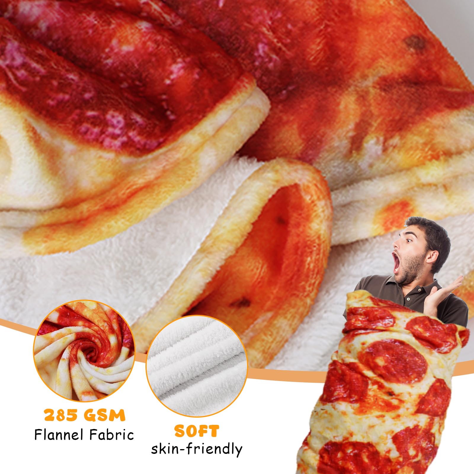 Lhedon Pizza Blanket Adult 80 Inch Round Food Throw Flannel