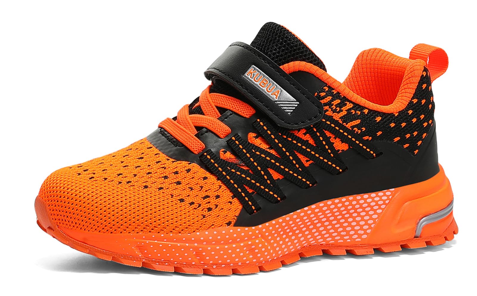 KUBUA Kids Sneakers Lightweight Boys Girls Tennis Shoes Black Orange