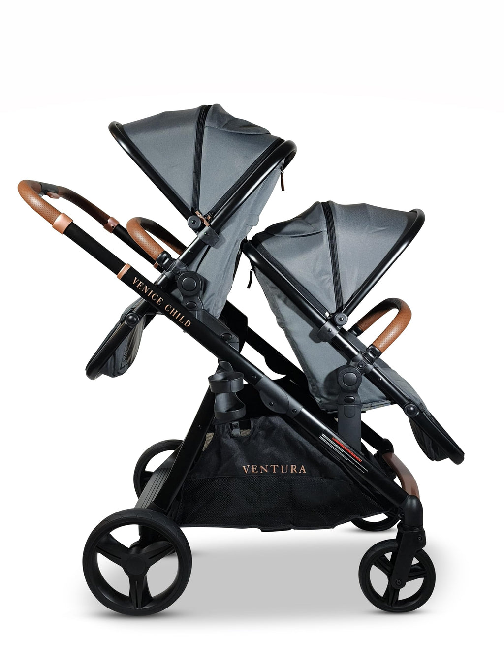 Venice Child Shadow Ventura Single to Double Sit-and-Stand Stroller & 2nd Toddler Seat (Package # 3) (Gray)