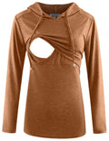 GINKANA Women's Maternity Nursing Shirt Pullover Hoodie Long Sleeves Sweatshirt Casual Nursing Shirt Top,Deep Orange,XL