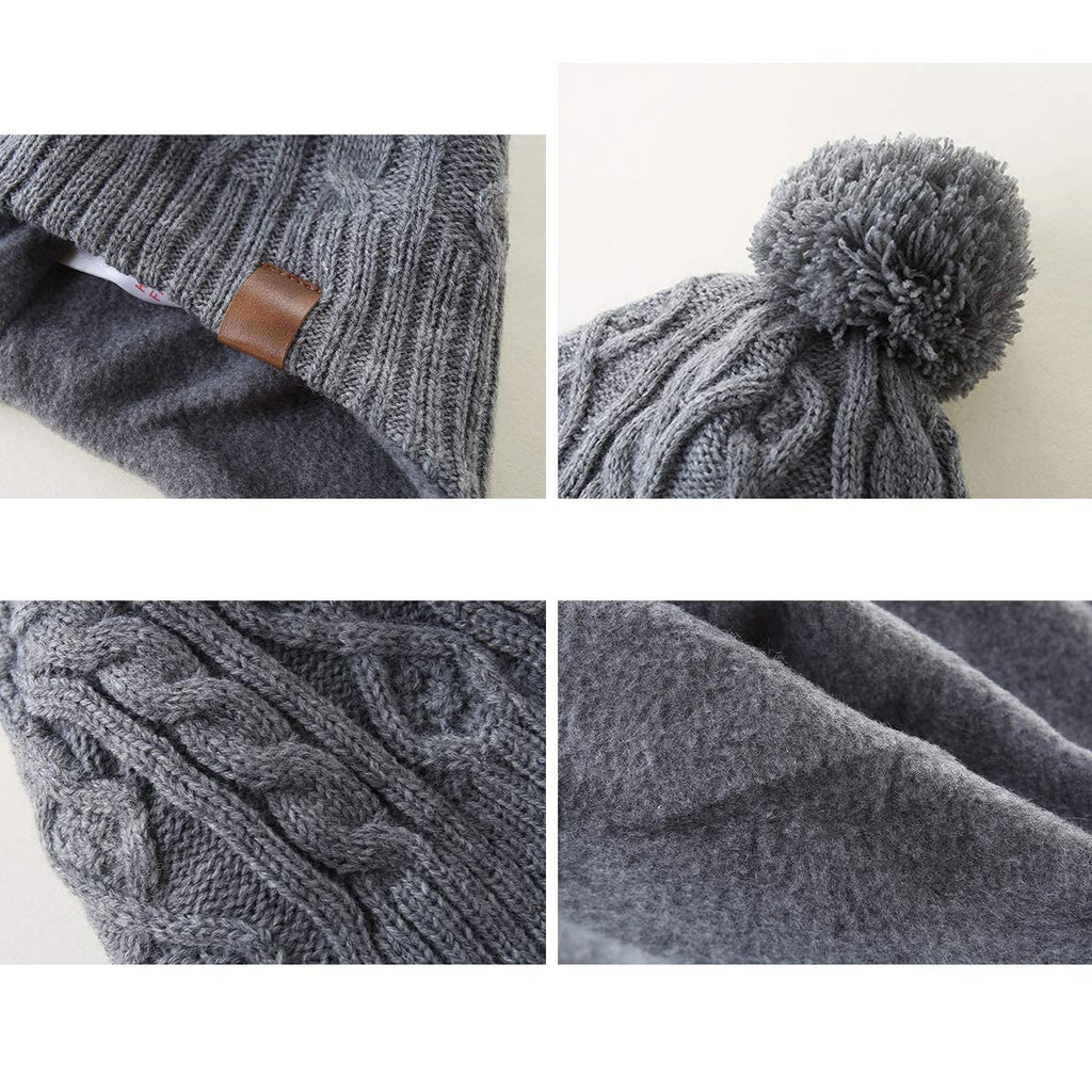 LMLALML Toddler Winter Hat - Kids Knit Warm Fleece Lined Beanie with Pom