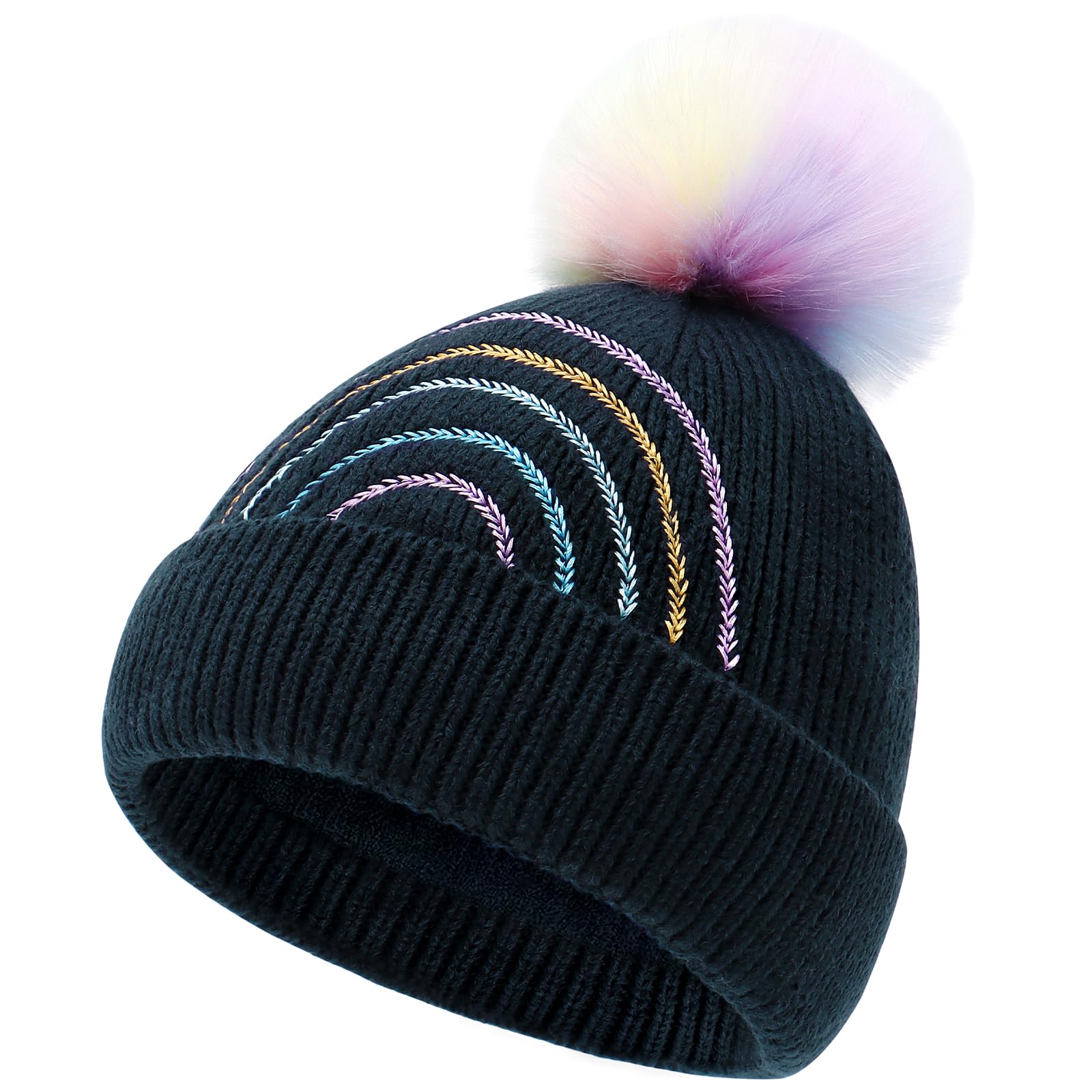 FUOITA Toddler Kids Girls Winter Hat Cute & Warm Pom Pom Beanie 3M-8T