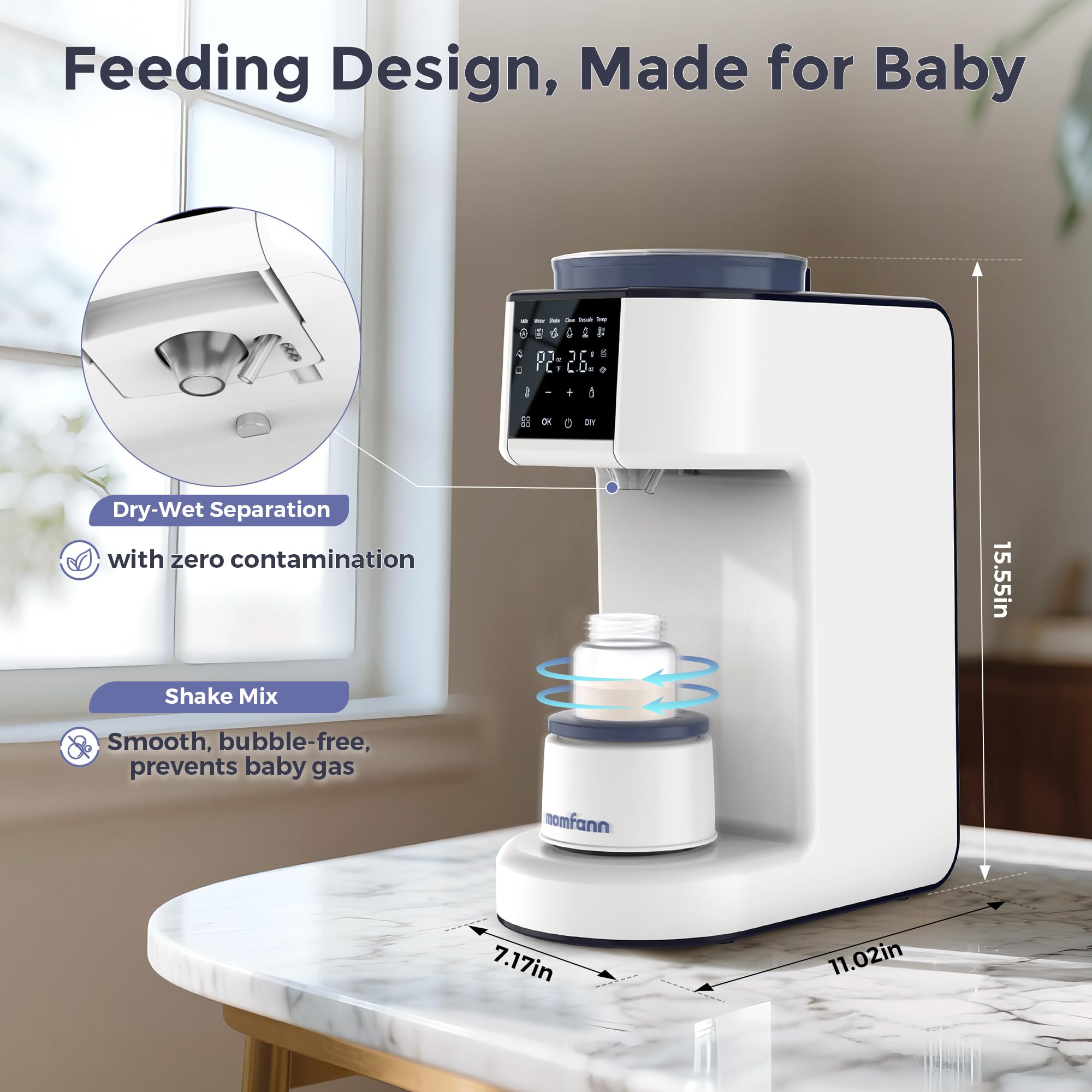 MOMFANN Formula Dispenser Machine, 2-Minute Quick Mix Baby Formula Maker