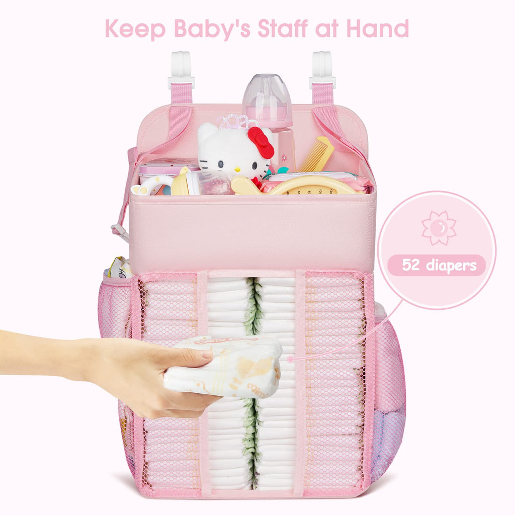 Maliton Hanging Diaper Caddy Nursery Caddy Organizer (Pink)