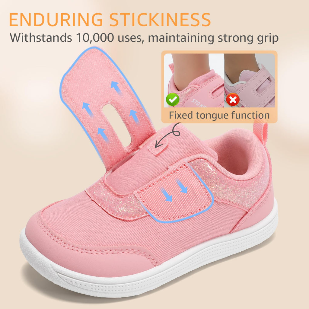 Toddler Shoes Girls Wide Toe Box Barefoot Baby Walking Sneakers Pink Size 8