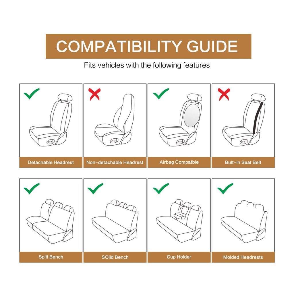 Pariitadin Leather Car Seat Covers Full Set, Waterproof Breathable Faux Leather Automotive Seat Covers for Cars, Non-Slip Car Interior Covers Universal Fit Most Cars Sedans Trucks SUVs, Beige