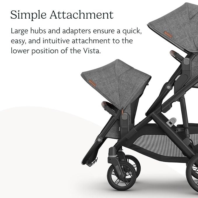 UPPAbaby RumbleSeat V3 Second Lower Seat - Compatible with Vista V2 and Vista V3 - All-Weather Seat + Magnetic Buckle – Adapters Included - Noa (Navy/Carbon Frame/Saddle Leather)