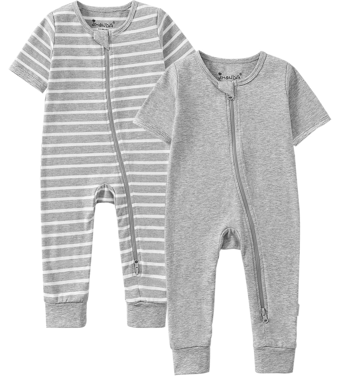 Jimonda Baby Footless Pajamas 2-Way Zipper Sleeper 0-24Months(Gray,6-9M)
