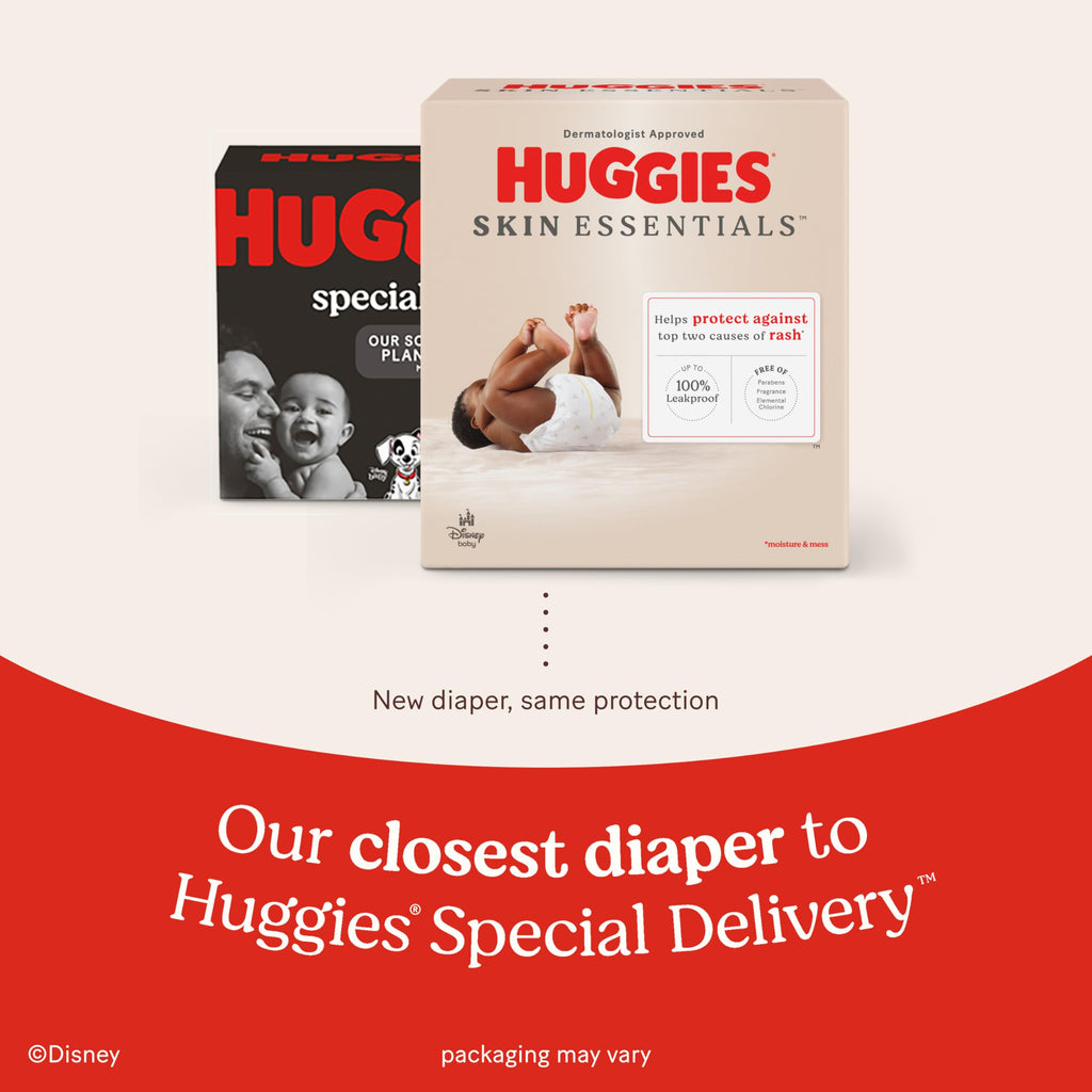 Huggies Size Newborn Diapers, Skin Essentials Baby Diapers, Size Newborn (6-9 lbs), 168 Count