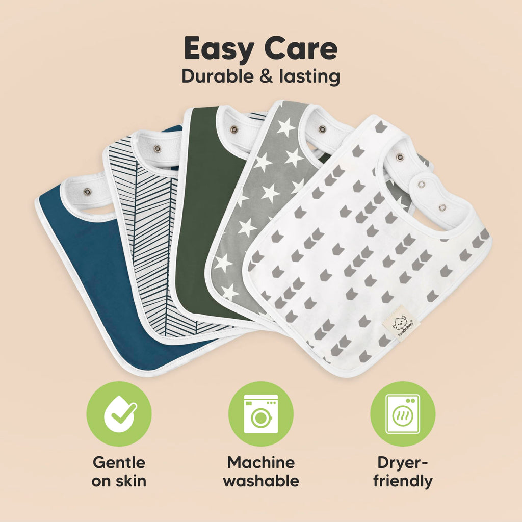 KeaBabies 8-Pack Organic Baby Bibs for Boys, Girls Drool Bibs (Crossroads)