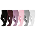 EPEIUS Toddler Girl Tights Baby Girl Seamless Cable Knit Leggings Solid Cotton Stockings Footed Pants for 12-24 Months,6 Pair Pack,Black/White/Grey/Purple/Brown/Pink