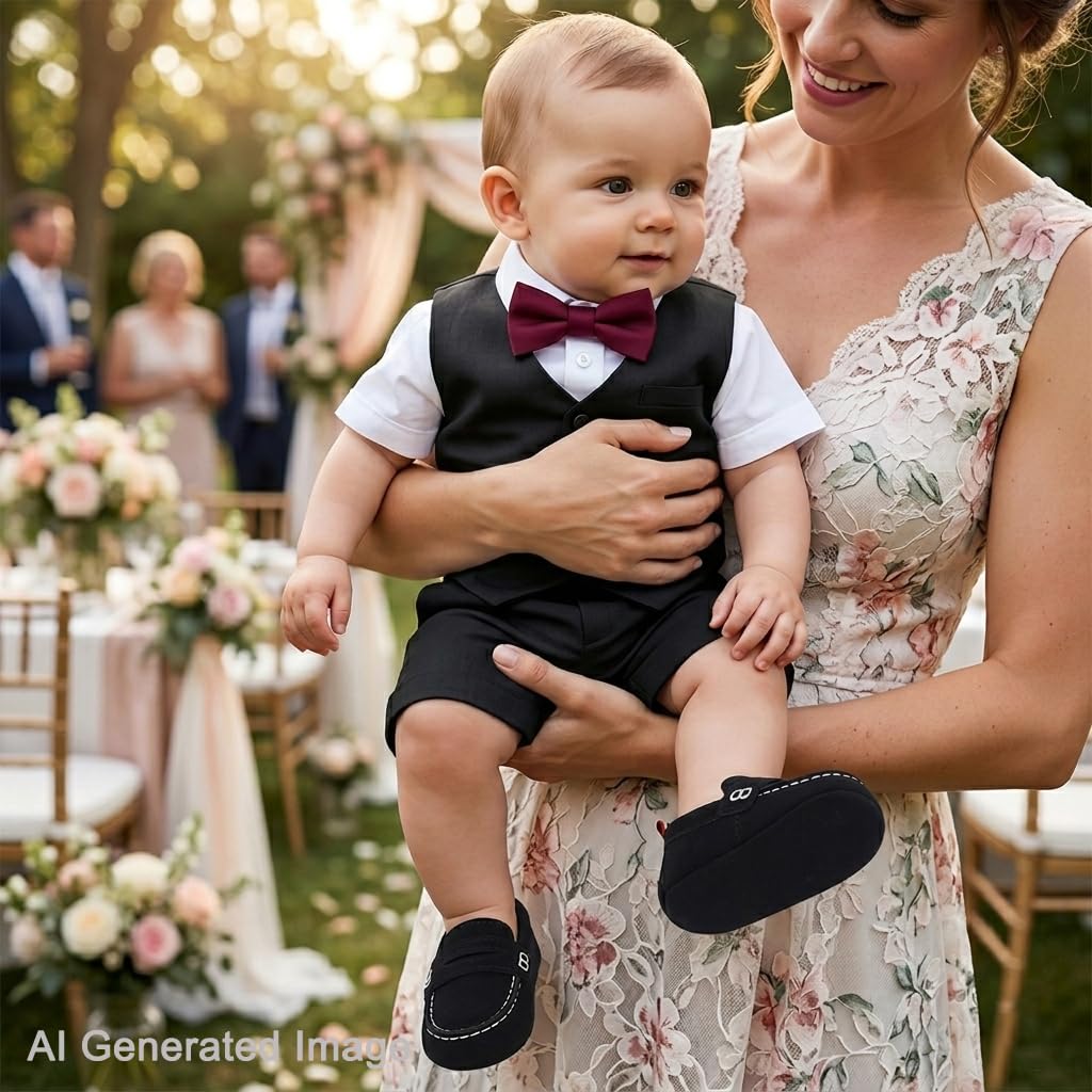 LONSOEN Baby Girls Boys Loafers Prewalker Dress Crib Shoes 6-12 Months,BAY230 Black 12