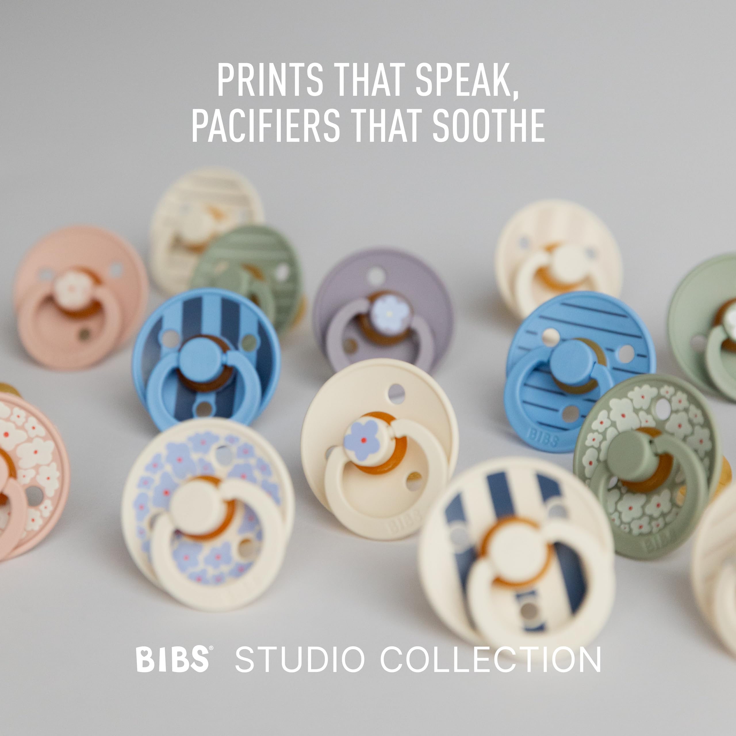 BIBS Colour Pacifier, 6-18 Months, 2-Pack, Round Nipple, Pin Ivory