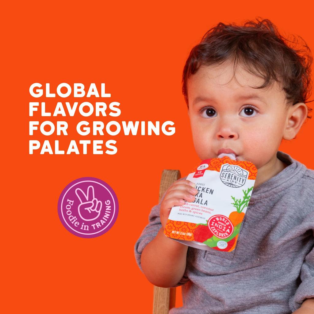 Serenity Kids Chicken Tikka Masala Baby Pouch, 5g Protein, 3.5 Oz, 12 Pack