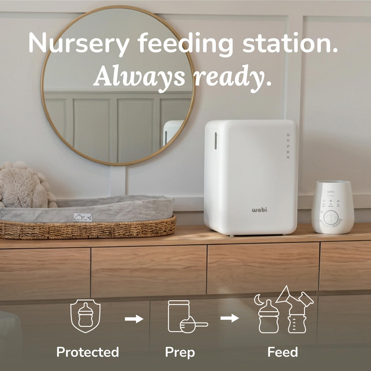 WABI UVC LEDs 3-in-1 Sanitizer & Dryer 360° Box | Disinfect, Dry, & Store Everyday Items, Baby Feeding Gear, and Electronics | Touch Control, LED (No Mercury) | Smart Storage Mode