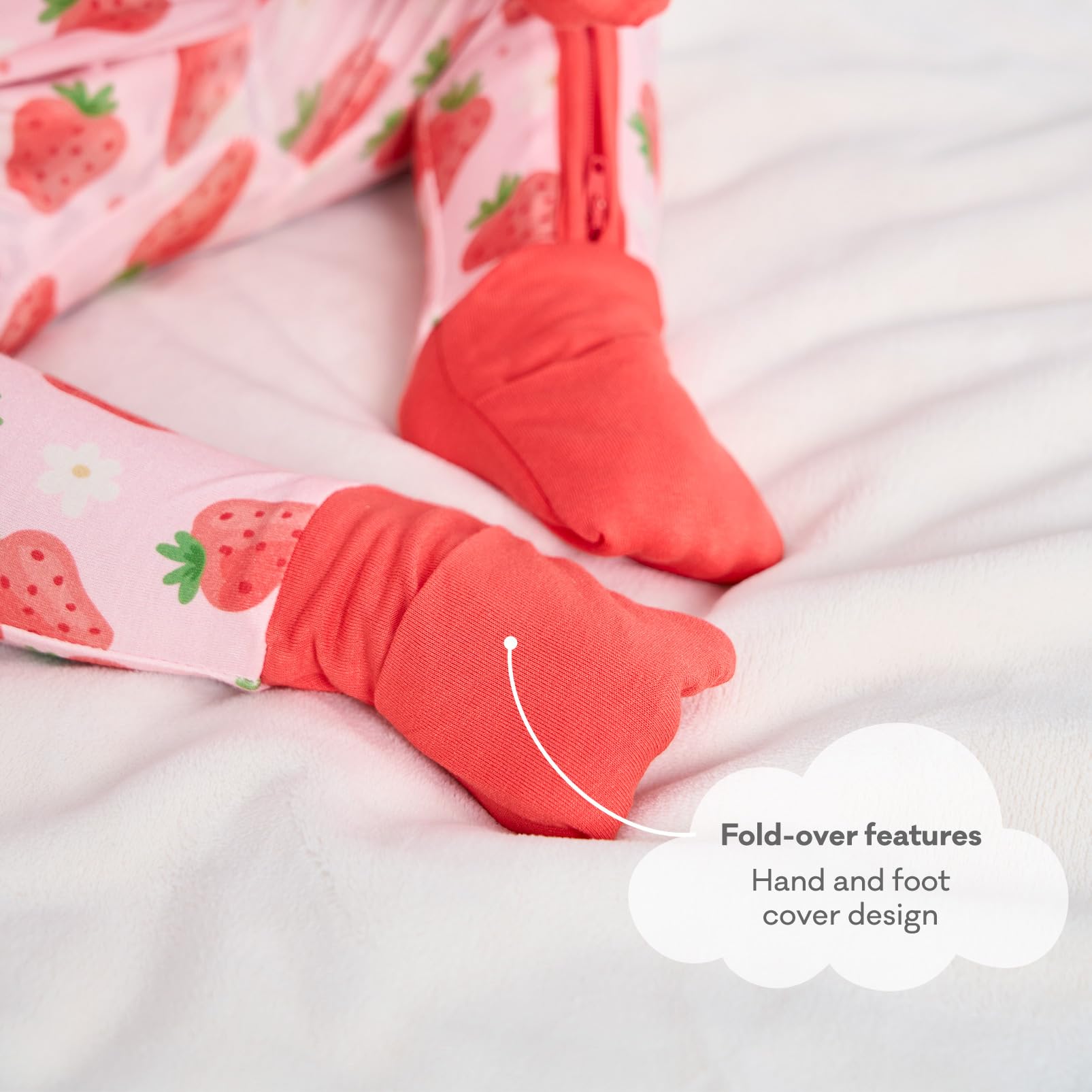 pureborn Baby Girl Sleeper Viscose from Bamboo Footies Strawberry 12-18M