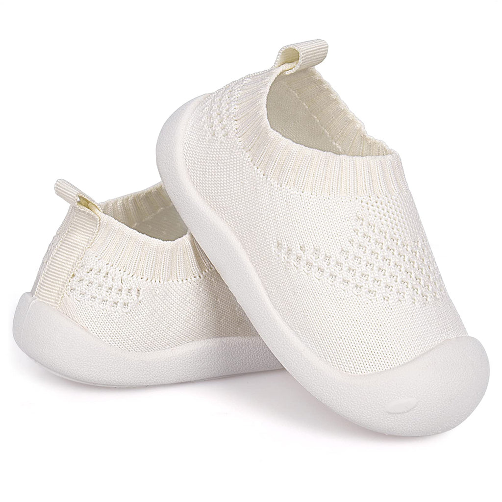 Charrost Baby Walking Shoes Wide Toe Box Knit Slip-On Sneakers for Toddlers