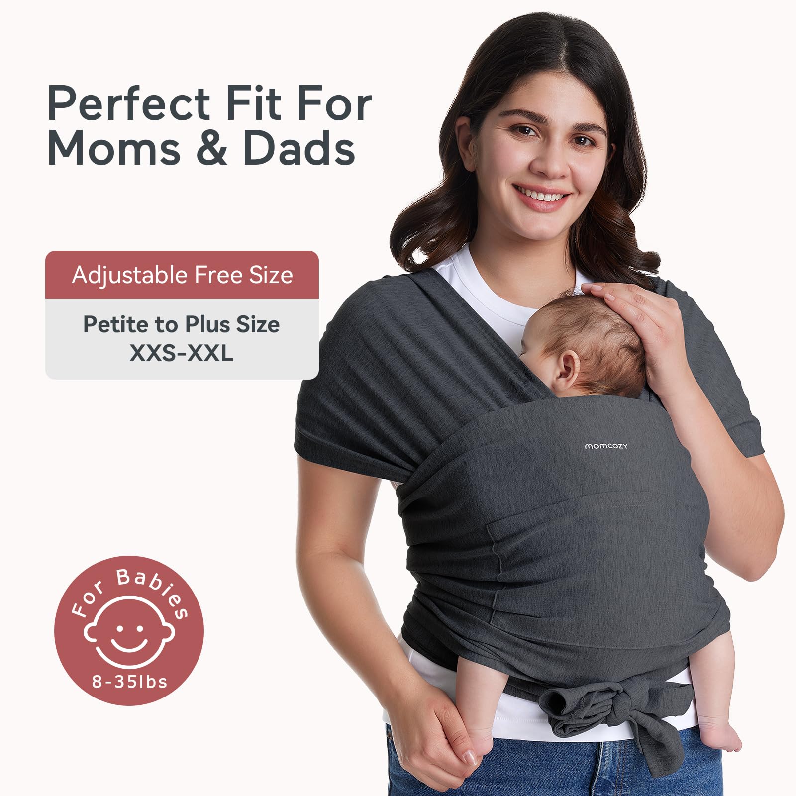 Momcozy Baby Wrap Carrier, Easy-On 2-Piece Design, Newborn to 33 lb