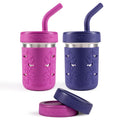 Pandaloo® Smoothie Cups for Kids - Stainless Steel Toddler Tumbler with Straw, Sippy Cup for Smoothies - BPA-Free, Toddler Snack Cups, 10 oz