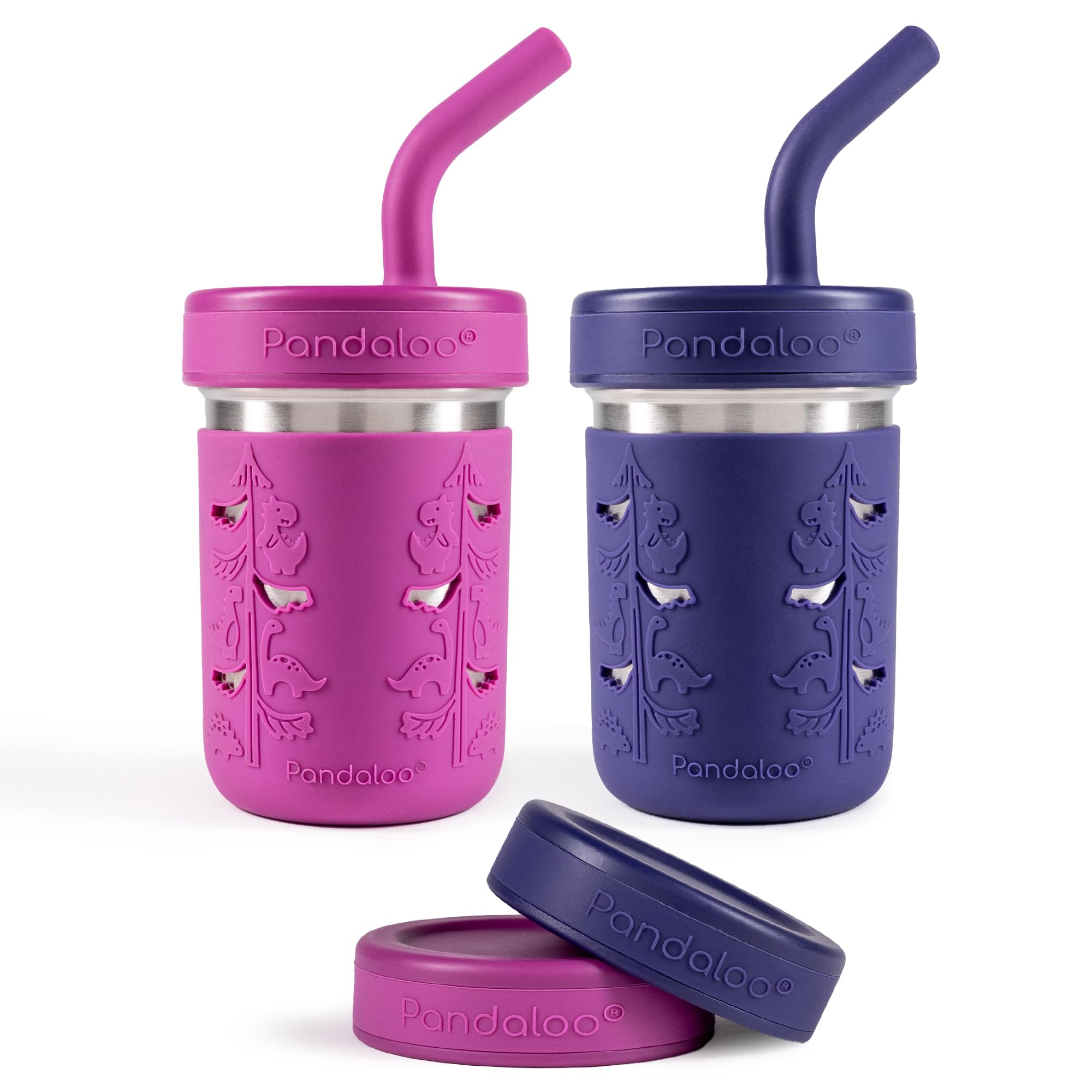 Pandaloo® Smoothie Cups for Kids - Stainless Steel Toddler Tumbler with Straw, Sippy Cup for Smoothies - BPA-Free, Toddler Snack Cups, 10 oz
