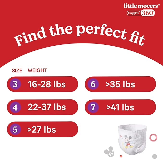 Huggies Size 3 Baby Diapers, Little Movers HuggFit 360° Baby Diapers with 360° Waistband, Size 3 (16-28 lbs), 26 Count, Packaging May Vary