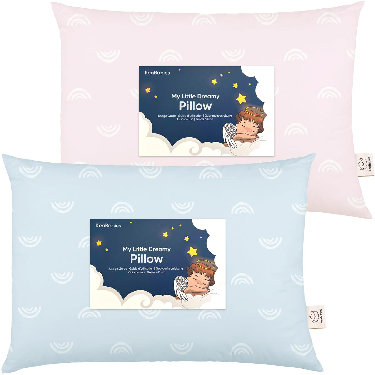 KeaBabies 2pk Toddler Pillows 2 Year Old to 5,13x18 Kids Pillow (Mist Pink)