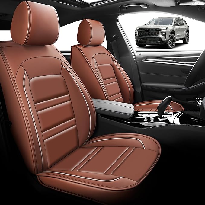 Seat Cover for Chevy Traverse 2009-2025 | Car Seat Covers Front Seats, Waterproof Seat Protectors, Automotive Front Seat Covers (Front Seat, Coffee)