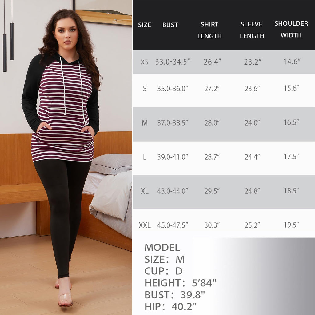 GINKANA Womens Nursing Hoodie Sweatshirt Maternity Pullover Long Sleeve Breastfeeding Top,Black/Burgundy Red White Stripe+Gery with Black,XL