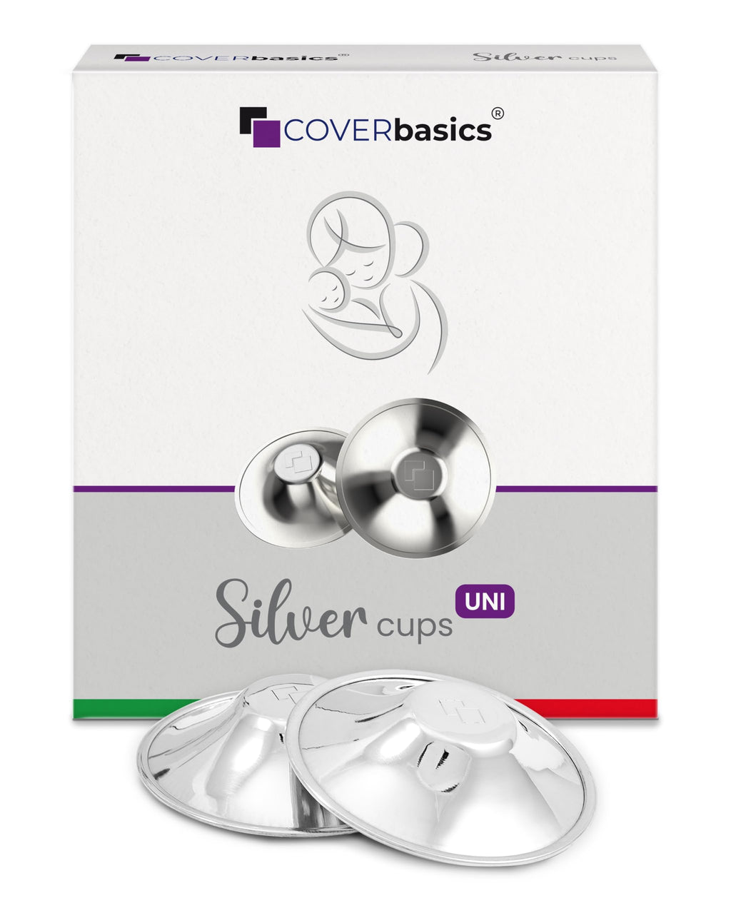COVERbasics Silver Nipple Shields for Breastfeeding - Nursing Cups (Large)