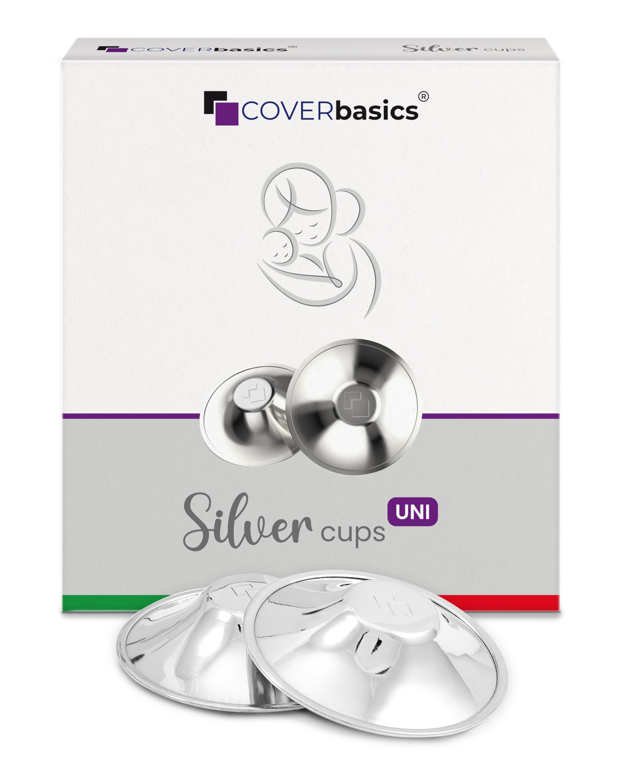 COVERbasics Silver Nipple Shields for Breastfeeding - Nursing Cups (Large)