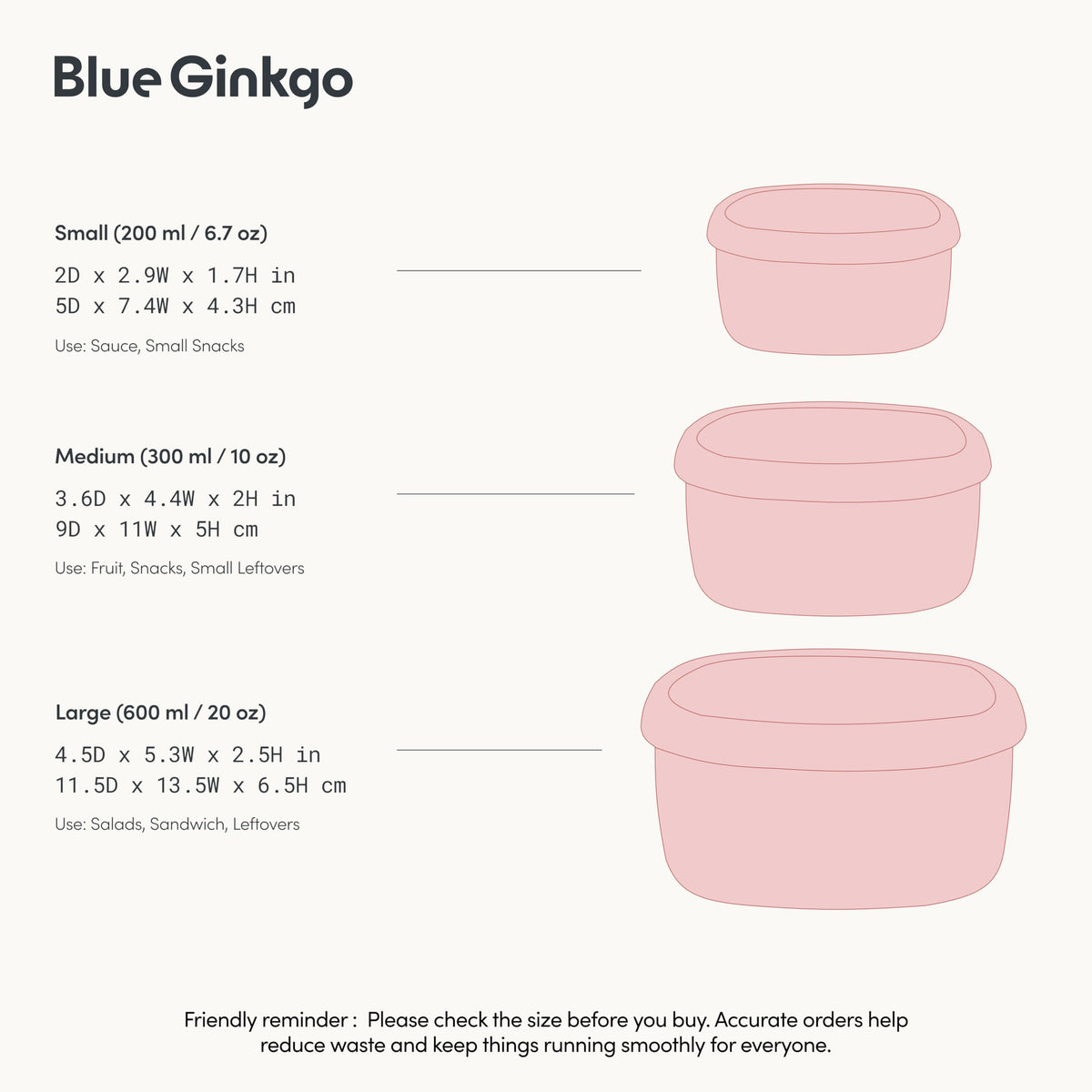 BLUE GINKGO Nesting Silicone Containers - Set of 3 Hard-Shell Silicone Food Storage Containers | BPA Free, Airtight, Dishwasher and Freezer Safe (6.7oz, 10oz, 20oz) - Red