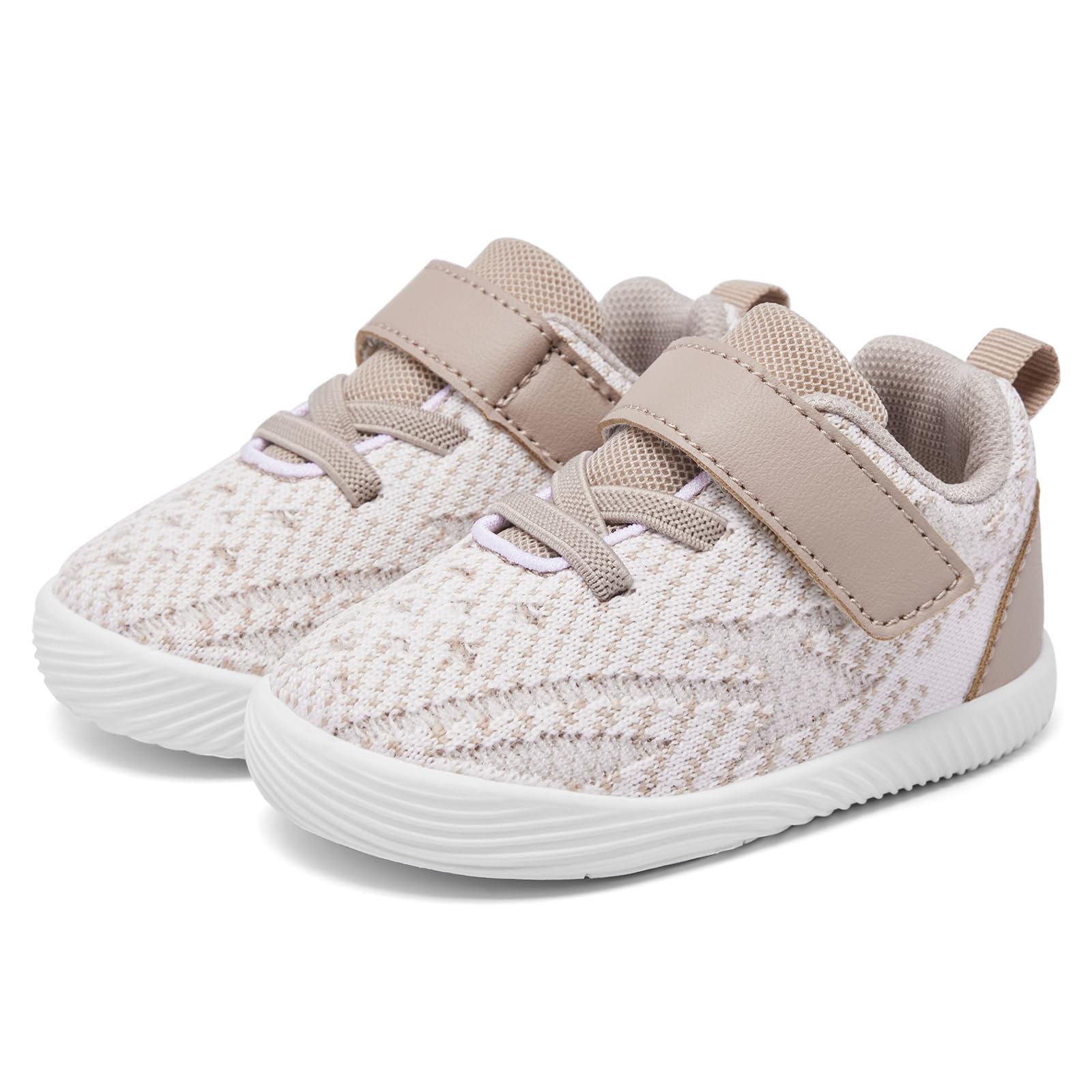 MORENDL Toddler Sneakers Baby Boys & Girls Barefoot Shoes Lightweight Breathable Walking Running Tennis Athletic Sport Shoes Brown 12-15Months