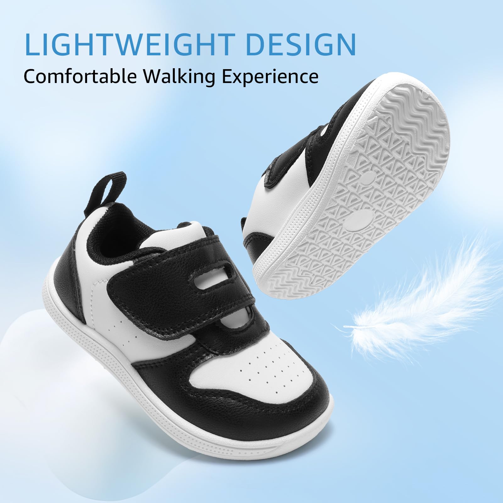STQ KIDS Toddler Wide Toe Box Barefoot Shoes Zero Drop Black White Size 5