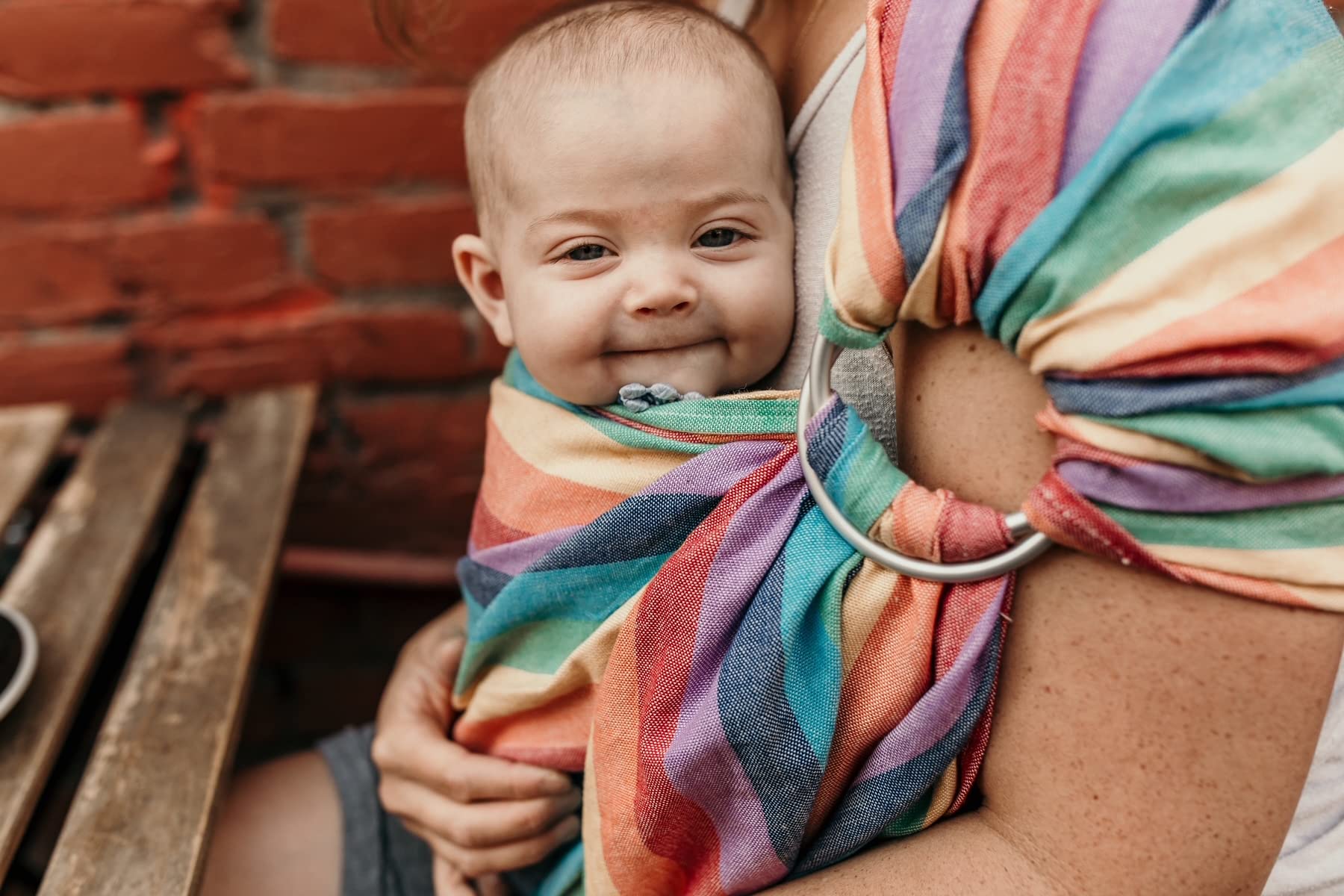 Hip Baby Wrap Ring Sling Carrier for Baby, 8-35 lbs - Summer Rainbow