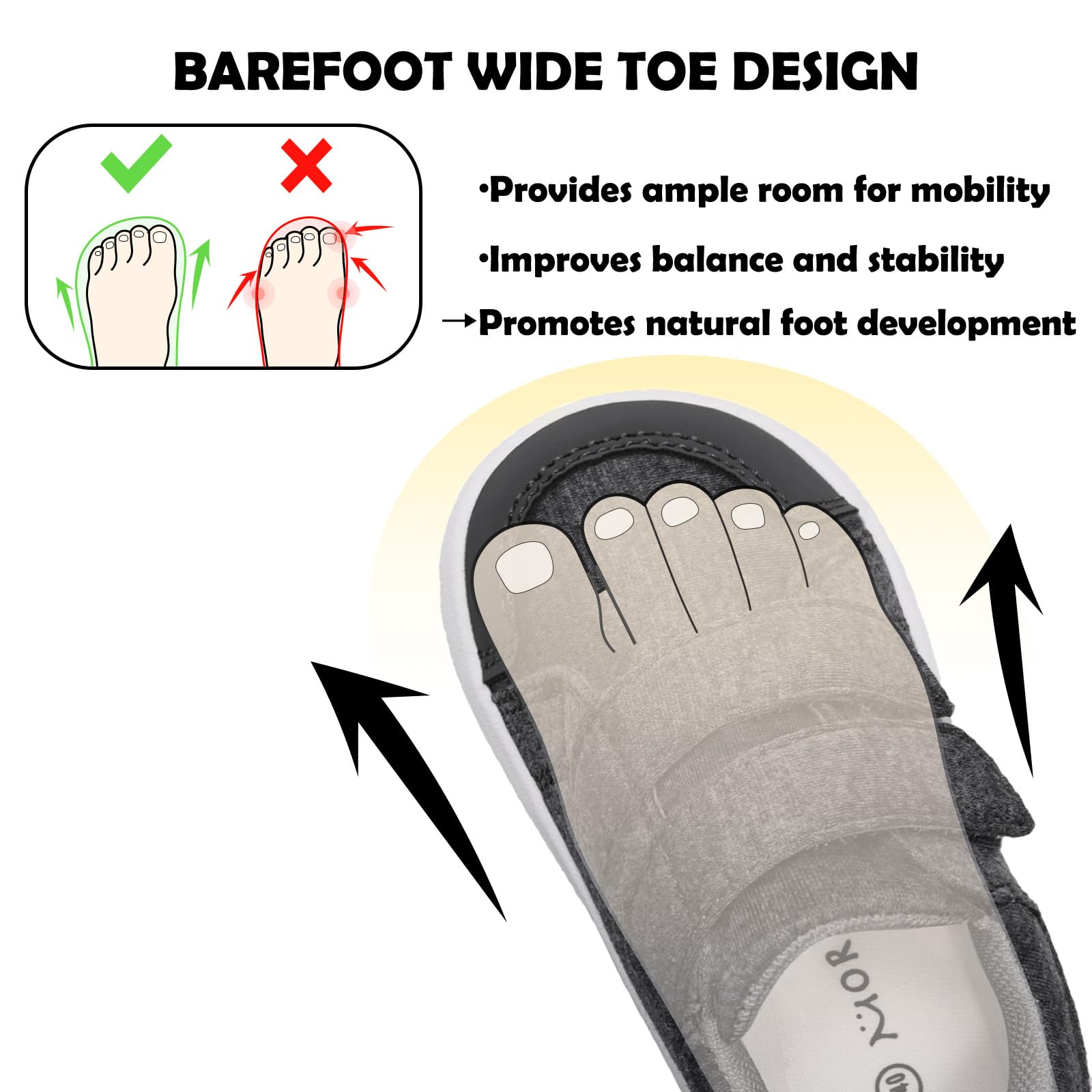 MORENDL Toddler Boy Shoes Baby Wide Toe Box Barefoot Shoes Boys Walking Shoes Non-Slip Minimalist Sneakers Comfort Zero Drop Tennis Outdoor Activities Mix Darkgrey 15-18 Months